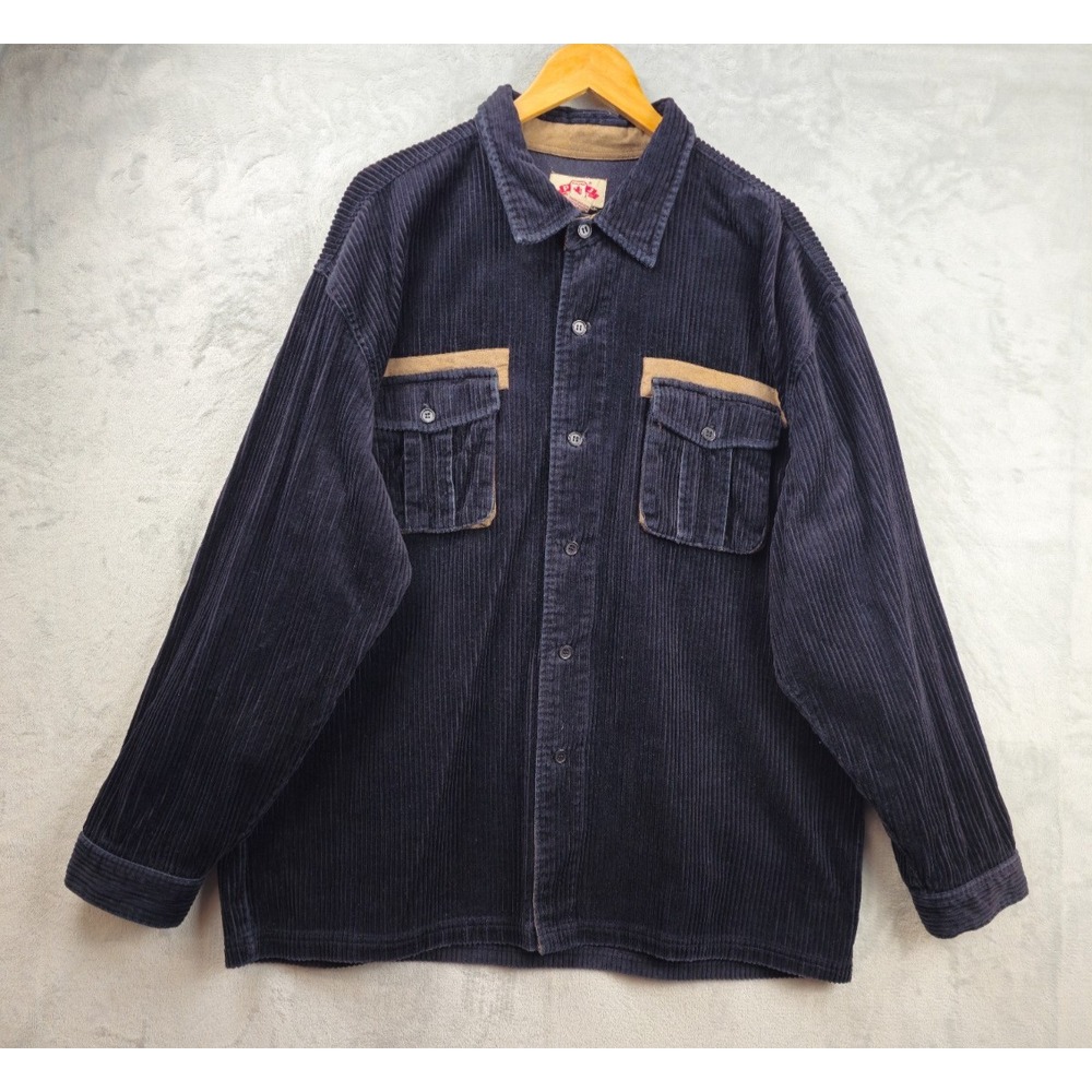 PJ Mark Mens 3XL Black Thick Corduroy Heavy Shirt Shacket Pockets Casual